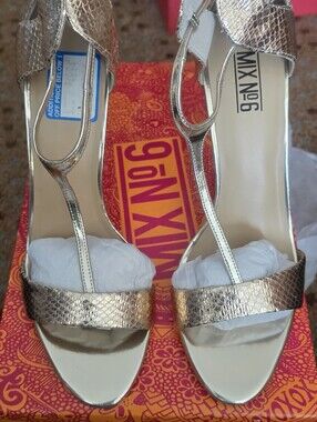 Mix No. 6 Rose Gold T-Strap Heeled Sandals